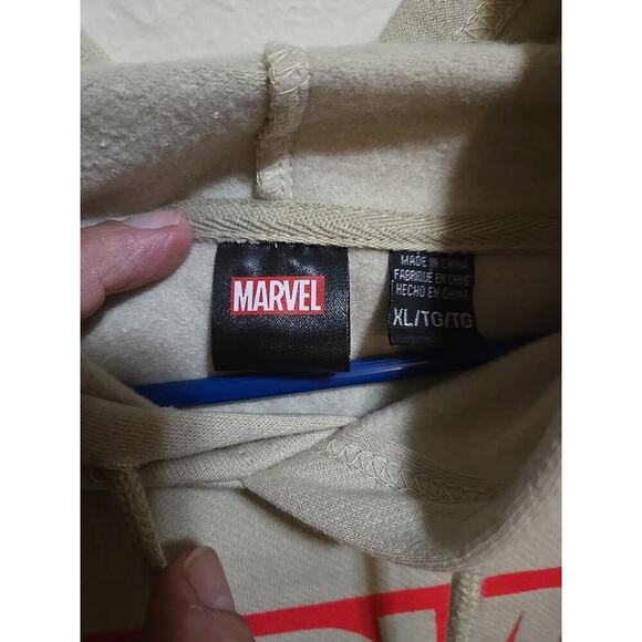 Men's Marvel Hoodie Sweatshirt Size XL Light Beige NEW - Picture 3 of 14